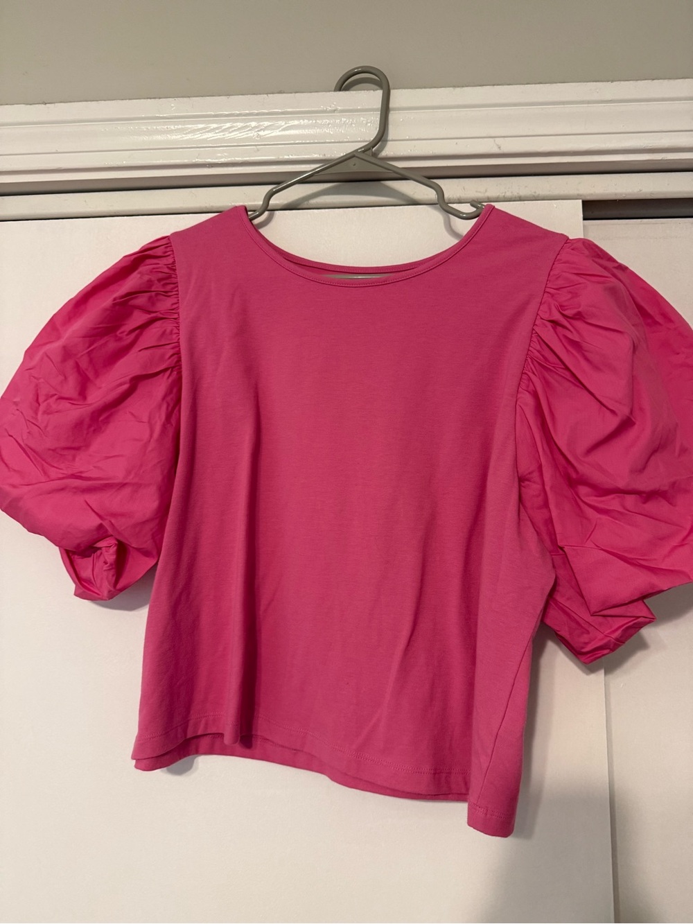 a new day Hot Pink Puff Sleeve Tee